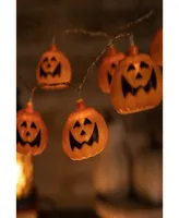 10-Count Led Jack-o-Lantern Halloween Light Set, 3' Warm White Lights Clear Wire