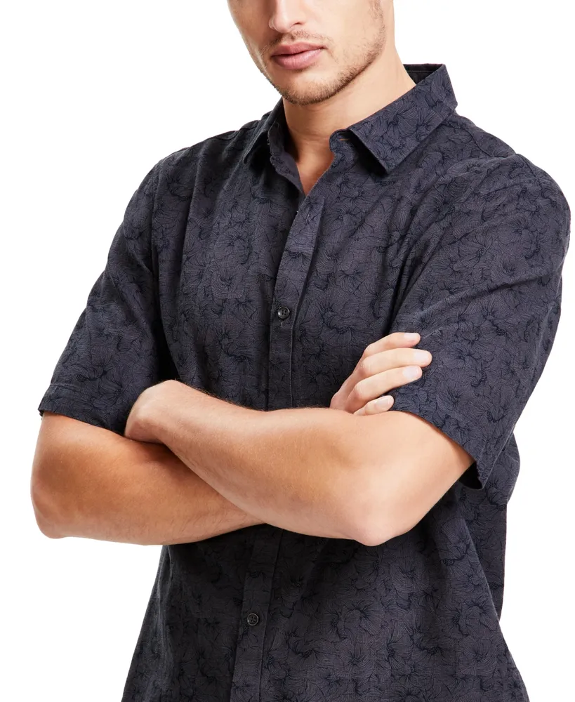 Alfani Men's Terra Regular-Fit Floral-Print Button-Down Shirt, Created for Macy's