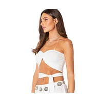 Women's Tie Front Bandeau Crop Top