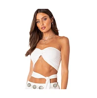 Women's Tie Front Bandeau Crop Top