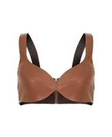 Women's Sweetheart Neck Pleather Crop Top