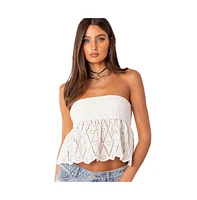 Women's Lacey Cotton Scrunch Tube Top