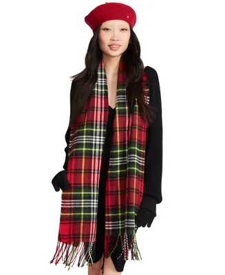 Steve Madden Women's Tartan Plaid Scarf with Fringe Detail