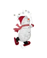 56" Lighted Ice Skating Snowman Outdoor Decoration