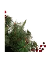 36" Pre-Lit Decorated Pine Cone and Berries Artificial Christmas Mailbox Swag