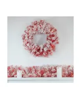 Pre-Lit Flocked Artificial Christmas Wreath 36" Clear Lights