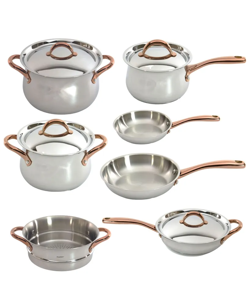 BergHOFF Ouro Gold 14-Piece Cookware Set with Rose Gold Handles