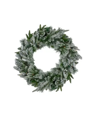 Pre-Lit Flocked Rosemary Emerald Angel Pine Artificial Christmas Wreath - 30" Clear Led Lights