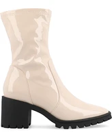 Journee Collection Women's Icelyn Flexible Patent Faux Leather Lug Sole Boots