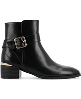 Journee Collection Women's Elley Buckle Strap Block Heel Booties