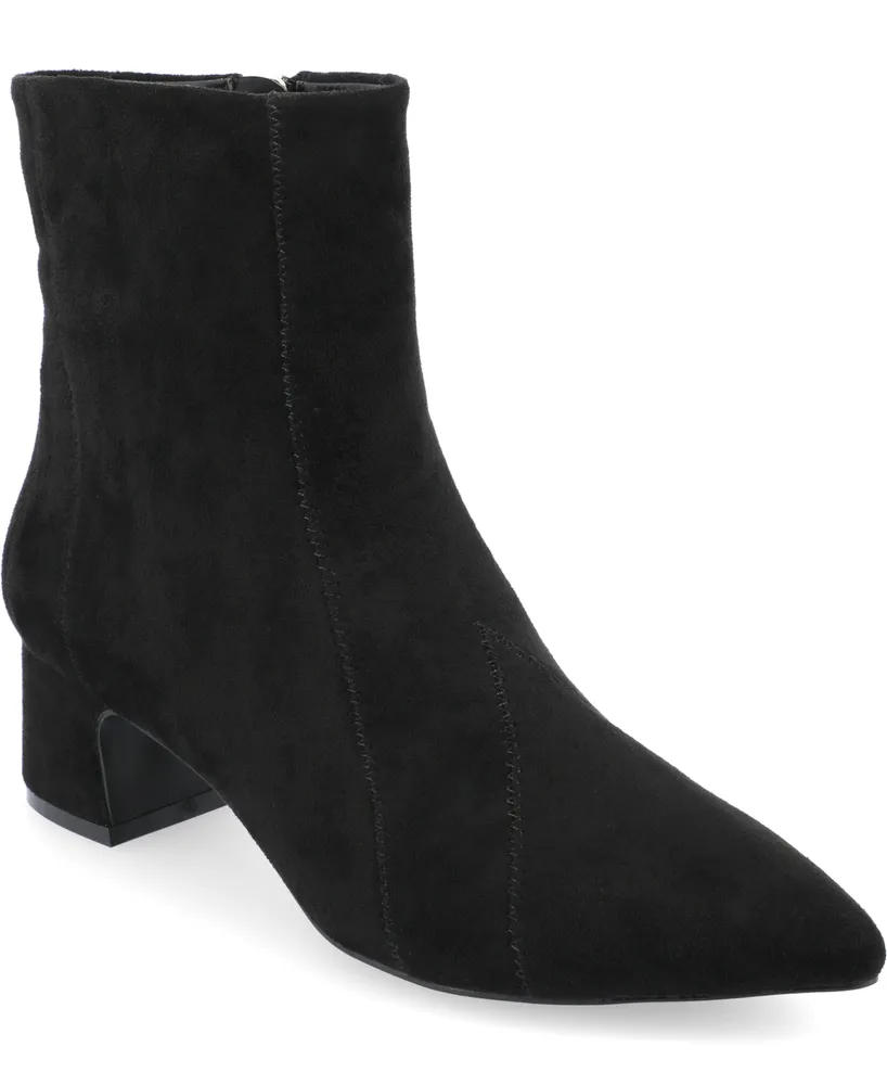 Journee Collection Women's Lusinda Tru Comfort Foam Two Tone Block Heel Pointed Toe Booties