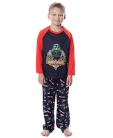 Monster Jam Boys Grave Digger Raglan Sleep Pajama Set