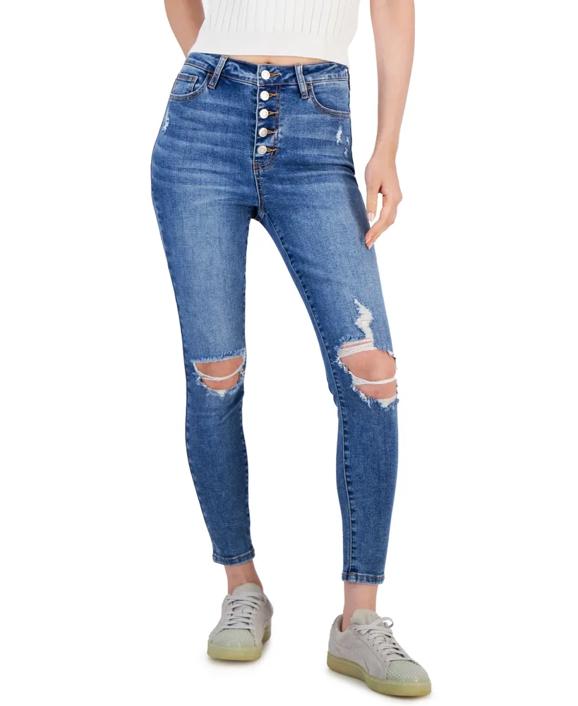 Celebrity Pink Juniors' Curvy Distressed Skinny Ankle Jeans