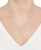 Diamond Halo Cluster Layered Pendant Necklace (1/4 ct. t.w.) in Sterling Silver, 16" + 2" extender