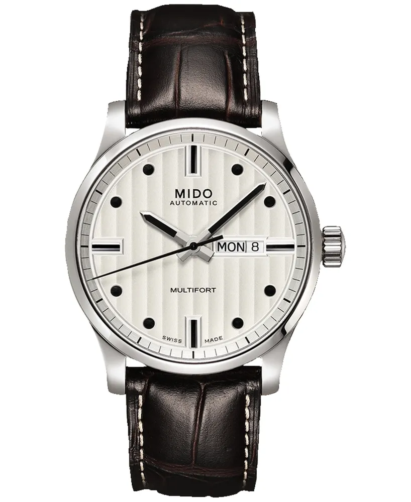 Mido Men's Swiss Automatic Multifort Brown Leather Strap Watch 42mm