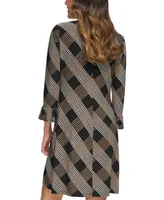 Tommy Hilfiger Women's Plaid 3/4-Sleeve Shift Dress