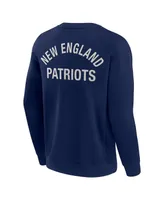 Men's and Women's Fanatics Signature Navy New England Patriots Super Soft Pullover Crew Sweatshirt