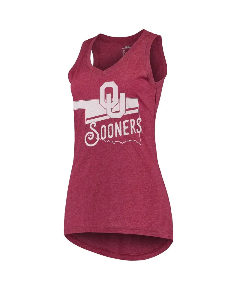 Women's Pressbox Crimson Oklahoma Sooners Ferris Melange V-Neck Tank Top