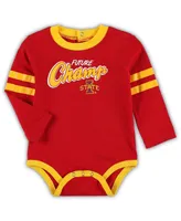 Infant Boys and Girls Cardinal, Gold Iowa State Cyclones Little Kicker Long Sleeve Bodysuit Sweatpants Set