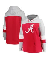 Women's Crimson Alabama Tide Plus Color-Block Pullover Hoodie