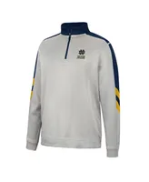 Men's Colosseum Gray, Navy Notre Dame Fighting Irish Bushwood Fleece Quarter-Zip Jacket