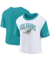 Women's Nike Aqua, White Miami Dolphins High Hip Fashion T-shirt