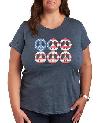 Hybrid Apparel Trendy Plus Peace Sign Americana Graphic T-shirt