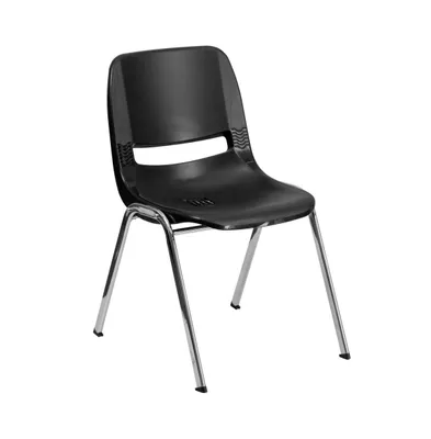 Emma+Oliver Ergonomic Chrome Stack Chair - 18" Seat Daycare Home School