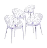 Emma+Oliver 4 Pack Transparent Stacking Side Chair