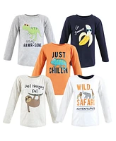 Hudson Baby Boys Long Sleeve T-Shirts, Animal Adventure