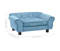 vidaXL Dog Sofa Turquoise 28.3"x17.7"x11.8" Plush