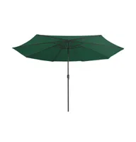 vidaXL Outdoor Parasol with Metal Pole 153.5" Green