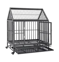 vidaXL Dog Cage with Wheels and Roof Steel 36.2"x24.4"x41.7"