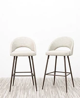 Glitzhome Set of 2 Fabric, Leatherette Bar Stool with Tapered Metal Legs