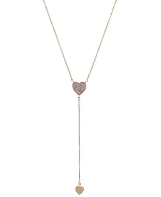 Amethyst Pave Heart 17" Lariat Necklace (1/3 ct. t.w.) in 14k Gold-Plated Sterling Silver