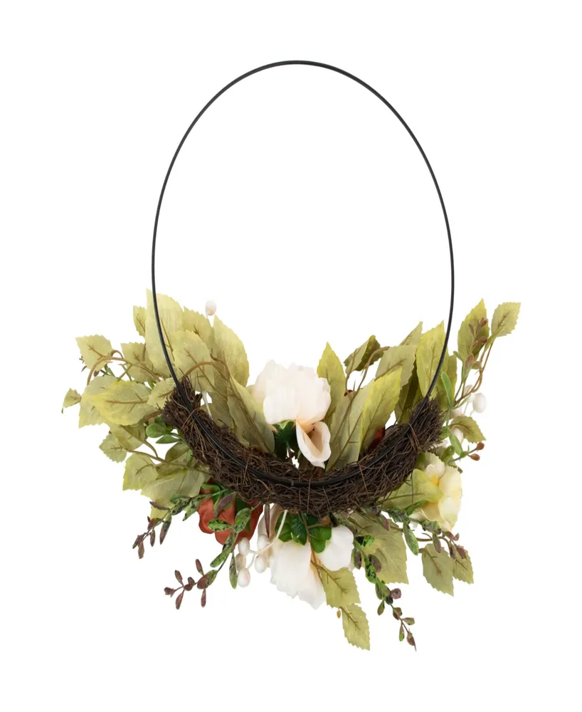 Autumn Harvest Artificial Floral Half Wreath with Fall Foliage 21"