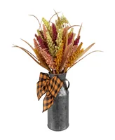 18" Autumn Harvest Foliage in Canister Floral Decoration