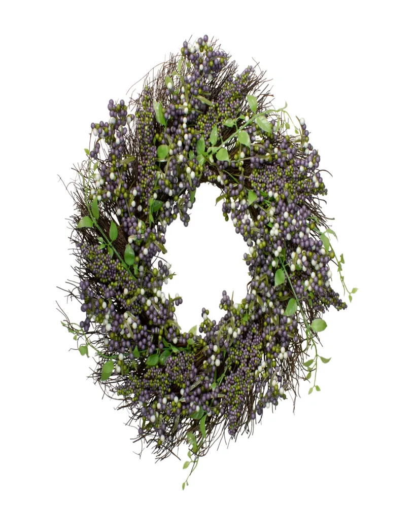 Purple Mini Berry Artificial Thanksgiving Wreath 22" Unlit