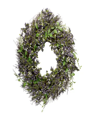 Purple Mini Berry Artificial Thanksgiving Wreath 22" Unlit