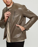Guess Men's Leather Biker Jacket