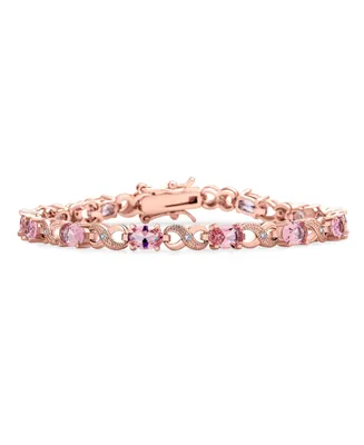 Bling Jewelry 9CT Simulated Sapphire Ruby Morganite Emerald Tourmaline Cubic Zirconia Clear Blue Pink Green Red Oval Cz Symbol Infinity Tennis Bracele