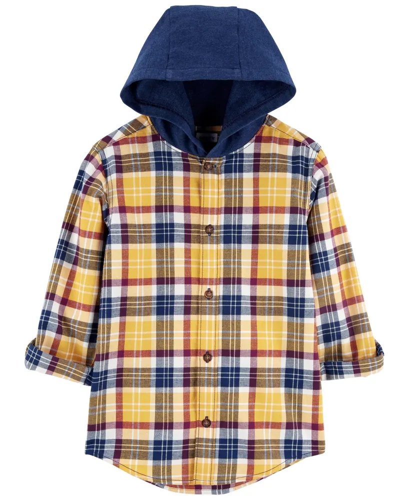 Carter's Little Boys Hooded Flannel Button Front Shirt