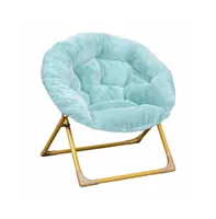 Emma+Oliver Io Kid'S Folding Saucer Chair With Cozy Faux Fur Upholstery And Metal Frame For Playroom, Bedrooms