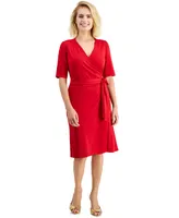 I.n.c. International Concepts Petite Elbow-Sleeve Side-Tie Dress, Created for Macy's