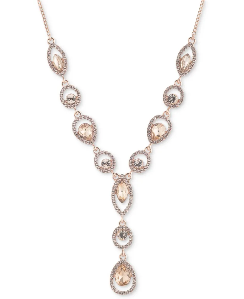 Givenchy Rose Gold-Tone Pavé & Pear-Shape Crystal Statement Necklace, 16