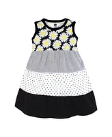 Hudson Baby Big Girls Cotton Dresses,2pck Black Daisy