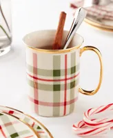 Lenox Holiday Plaid Gold-Trimmed Mugs, Set of 4