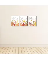 Big Dot of Happiness Fall Foliage Kids Bathroom Wall Art 7.5 x 10 inches Set of 3 Wash, Brush, Flush - Assorted Pre