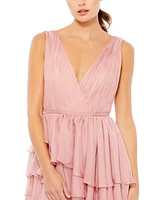 Women's High Low Tiered Gown With Built Bodysuit