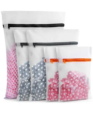 Zulay Kitchen 5 Pack Mix Size Reusable Mesh Laundry Bags for Delicates and Washing Machine (2 Small, 2 Medium, 1 Large)